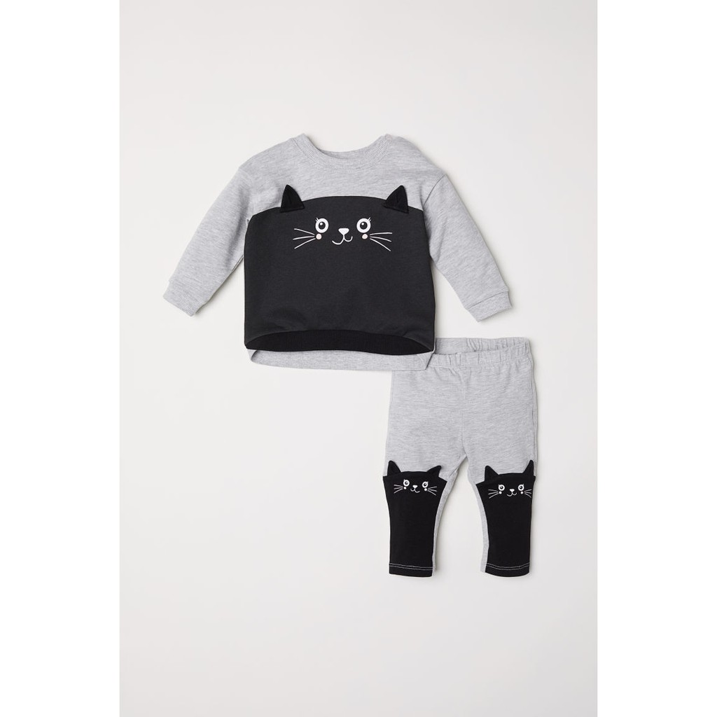 Set quần áo mèo HM H&M size 4-6, 6-9 tháng_hàng chính hãng authentic