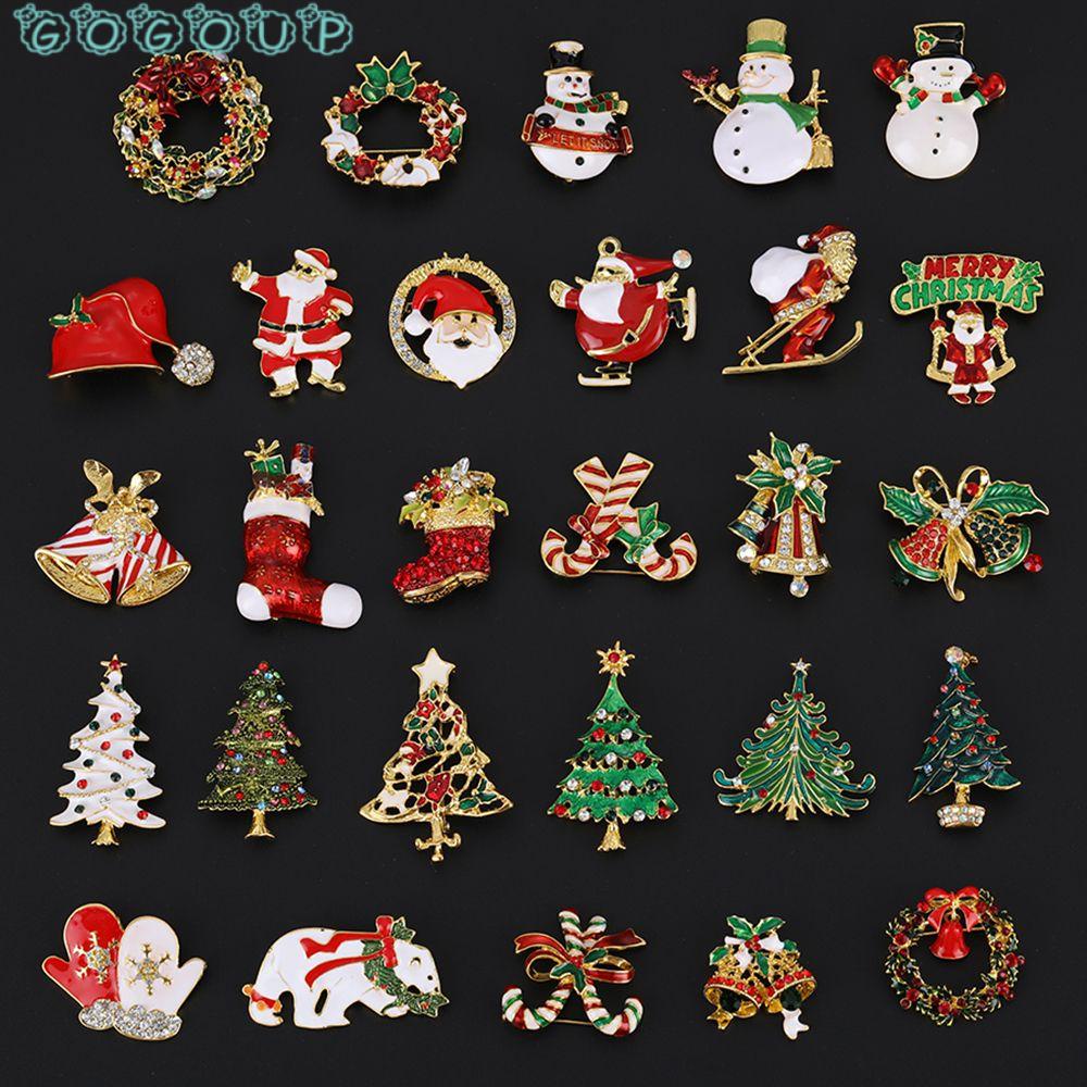 Ghim Cài Áo Hình Ông Già Noel / Người Tuyết Dễ Thương|Trang Sức Giáng Sinh Kim Cương