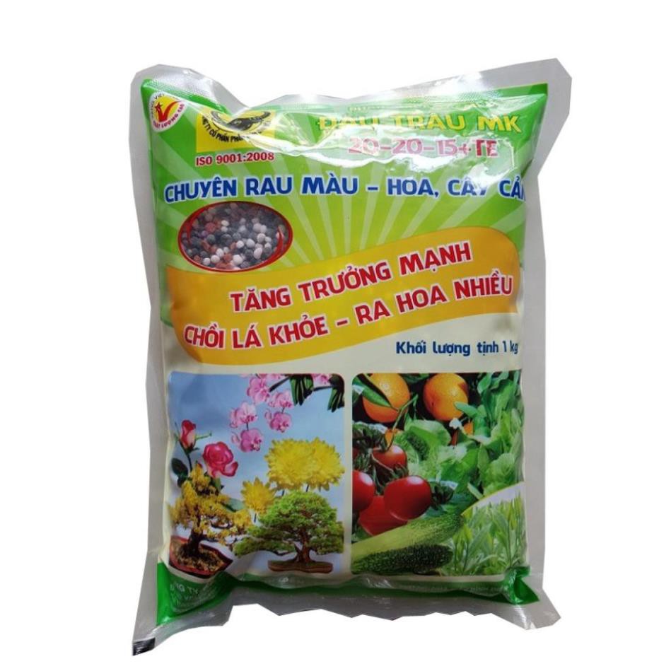 phân bón npk 3 màu cho nhiều loại cây trồng - Phân bón đầu trâu MK NPK 20-20-15 gói 1kg