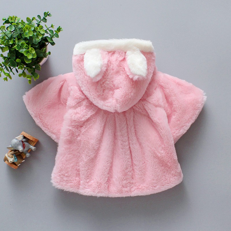 Áo choàng len có mũ trùm đầu đính quả bông thời trang đáng yêu cho bé gái từ 6 tháng đến 2 tuổi