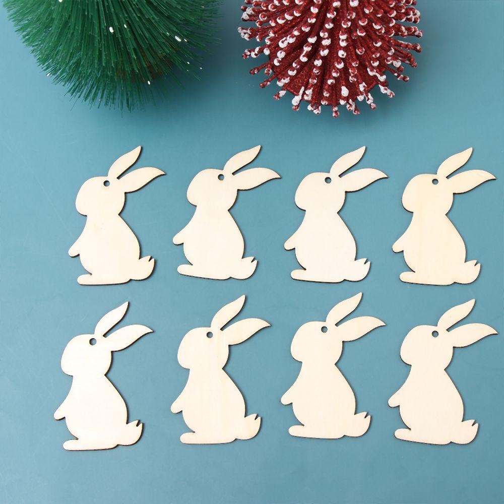 ESPO Set 10 Phụ Kiện Treo Trang Trí Bằng Gỗ Hình Thỏ Phục Sinh Dễ Thương