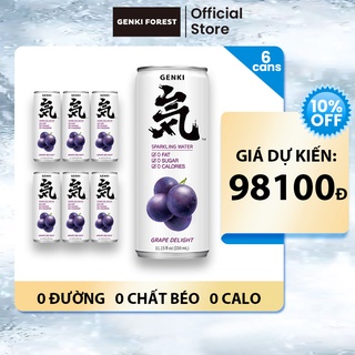 Nước uống có ga genki forest vị nho lon 330ml 0 đường - 0 calories 6*330ml