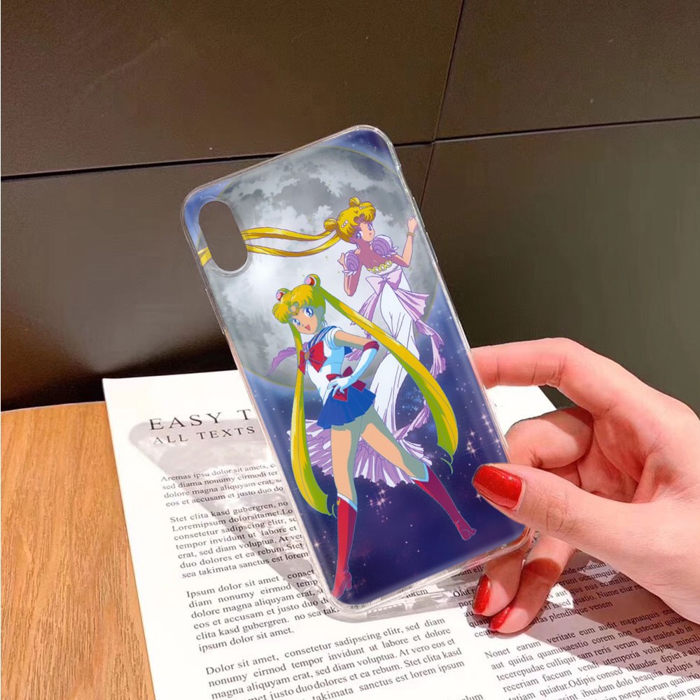 SAILOR MOON Ốp Lưng Trong Suốt In Hình Thủy Thủ Mặt Trăng Cho Samsung Galaxy J7 Pro / J8 / Core / J3 Plus / J5 Prime / A7 Duo