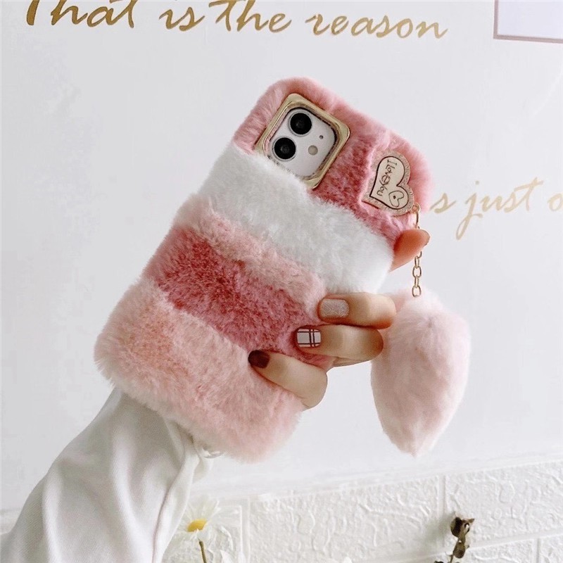 Ốp Điện Thoại Phối Lông Thỏ Dành Cho iPhone 14 13 12 11 Pro MAX XR X XS MAX 7 8 6 6s Plus
