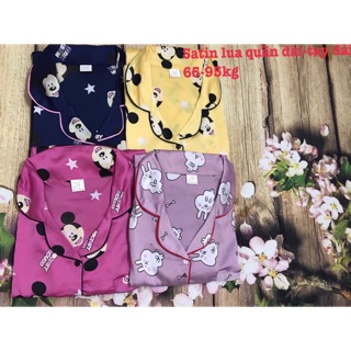 Bộ pijama satin lụa tay dài quần dài 65-90kg