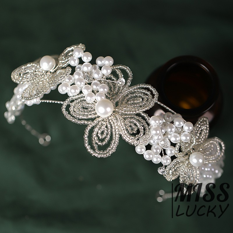 Cài tóc đính hoa và ngọc trai nhân tạo đơn giản xinh xắn cho nữ