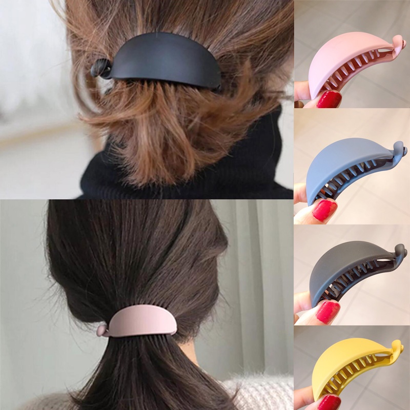 Kẹp đuôi tóc hình dáng quả chuối màu nhám phong cách Hàn Quốc cho nữ