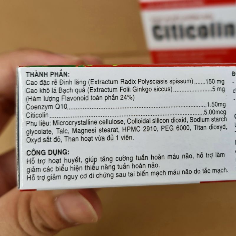 Hoạt huyết dưỡng não Citicolin - Hộp 100 viên