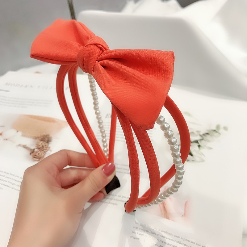 Băng Đô Cài Tóc Hình Nơ Đính Ngọc Trai Thanh Lịch Cho Nữ