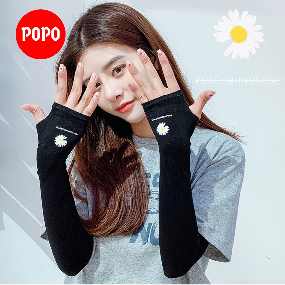 Bao tay chống nắng xỏ ngón SL01 POPO 1 đôi cho 2 tay ống tay chống nắng Chống tia UV, chất vải mềm mại thoáng khí