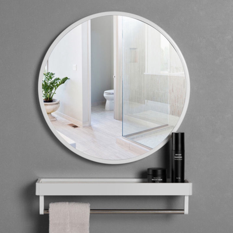 Miễn phí shippingNordic đơn giản phòng tắm gương thời trang toilet rèn sắt gương tròn treo tường quanh phòng tắm gương đấm miễn phí