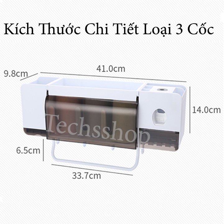 Kệ Để Bàn Chải Đánh Răng Nhả Kem Tự Động Đa Chức Năng 6in1 Renai Ra-826 - Loại 3 Cốc và 4 Cốc