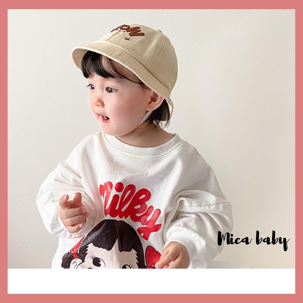 Mũ bucket tai bèo họa tiết chữ dễ thương cho bé MH134 Mica Baby