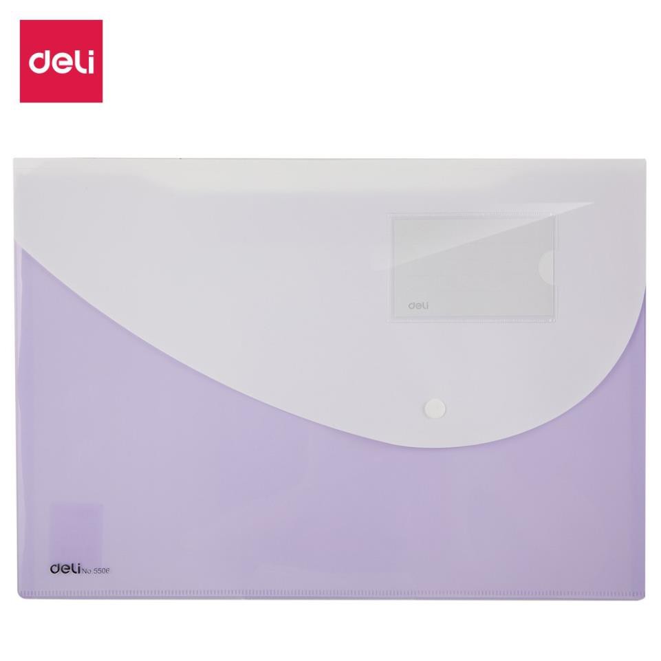 Túi hồ sơ A4 Deli, Đỏ/Cam/Xanh dương/Tím/Xanh lá cây - 1 chiếc - E5506