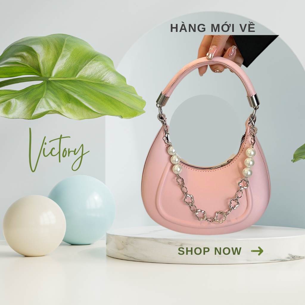 Túi Xách Nữ VICTORY Đeo Chéo Có Quai Ngọc thời trang Hàn Quốc Dự Tiệc Đi Làm sang chảnh SKU: 382