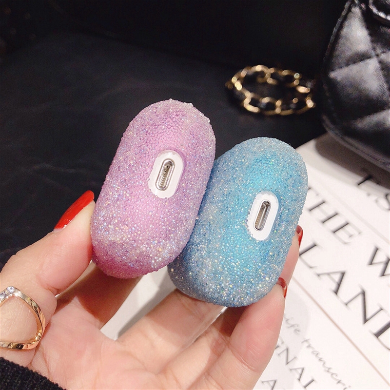 Vỏ bảo vệ hộp sạc tai nghe không dây Airpods bằng nhựa PC cứng trang trí kim tuyến lấp lánh | BigBuy360 - bigbuy360.vn