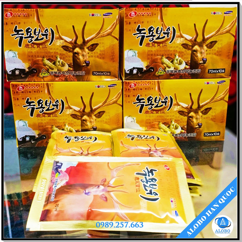 Nước hồng sâm nhung hươu Hàn Quốc Cham Deer Antlers Gold Hộp 10 gói