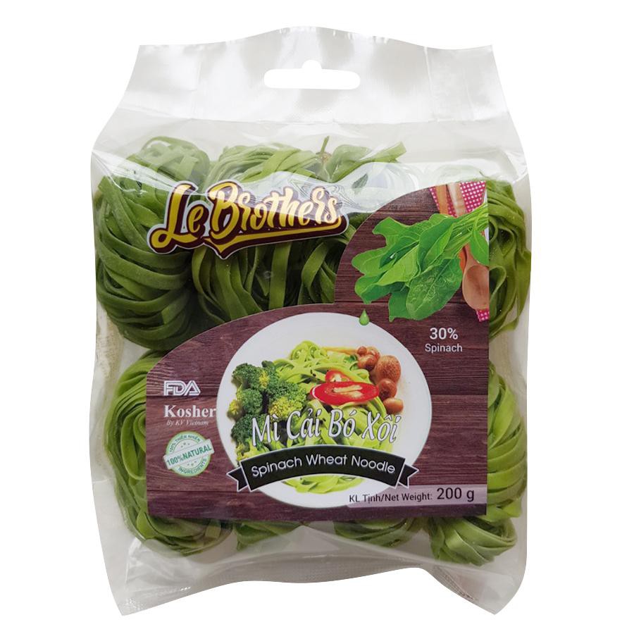 Mì cải bó xôi Le Brother - Duy Anh Foods Spinach Wheat Noodle- Tự nhiên 100% an toàn cho bé ăn dặm, giảm cân KETO