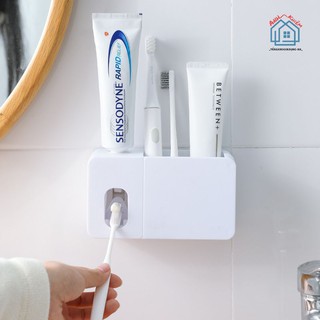 Giá treo bàn chải nhà tắm có nhả kem đánh răng tự động kèm miếng dán tường (z2))