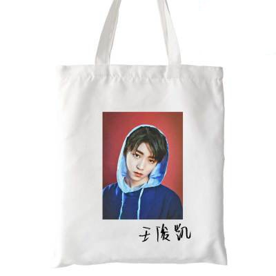 Túi tote vải trắng đeo vai in hình VƯƠNG TUẤN KHẢI nhóm nhạc TFBOYS idol thần tượng hoa ngữ phong cách cá tính