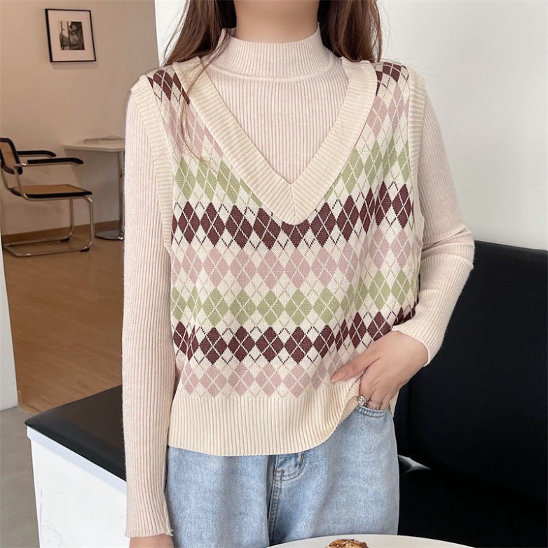 Áo Gile Len Nữ Kiểu Dáng Hàn Quốc, Áo Len Thời Trang FreeSize Họa Tiết Cá Tính Hàng Quảng Châu Cao Cấp | BigBuy360 - bigbuy360.vn