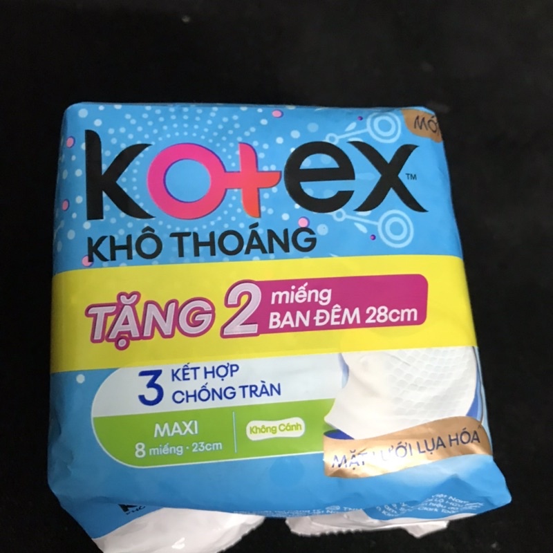 BĂNG VỆ SINH KOTEX DÀY KHÔNG CÁNH MẶT LƯỚI 23cm (1 gói 8 miếng) TẶNG 2 MIẾNG BĂNG VỆ SINH ĐÊM 28cm MẶT LƯỚI