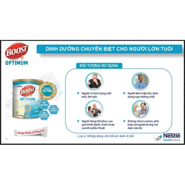Sữa bột Boost Optimum 800g⚡Giá rẻ bèo⚡Dành cho người hồi phục sau bị bệnh hoặc phẫu thuật