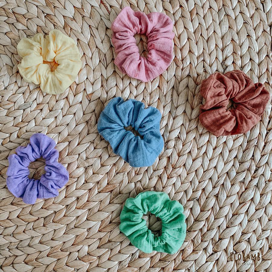 SCRUNCHIES SẮC MÀU COTTON BUBBLE - BẢN TO - ECOBAMBI