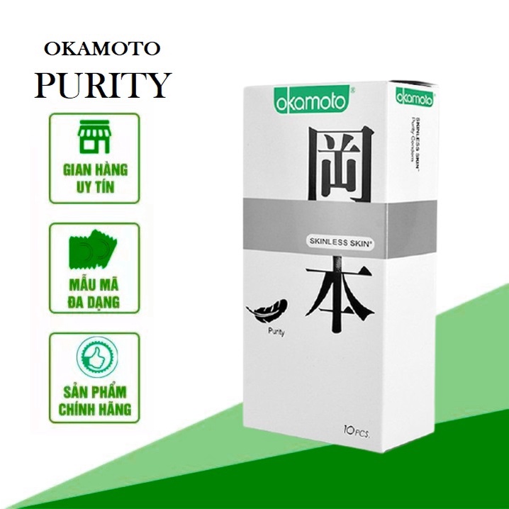 Bao cao su siêu mỏng tinh khiết Okamoto Purity - bcs hộp 10 chiếc