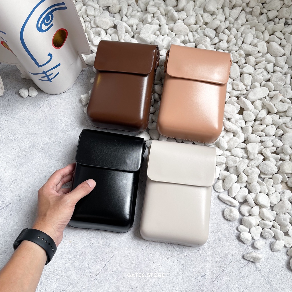 Túi đeo chéo Nam Nữ da trơn, cặp xách mini dây đeo rời, da PU bóng màu thời trang Hàn Quốc - GATE6 - H004