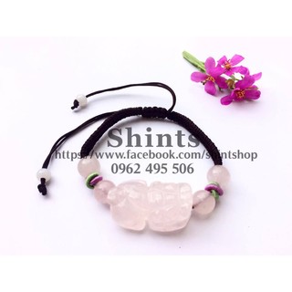 Vòng tay tỳ hưu hồng thắt chỉ (chỉ có dây đen)