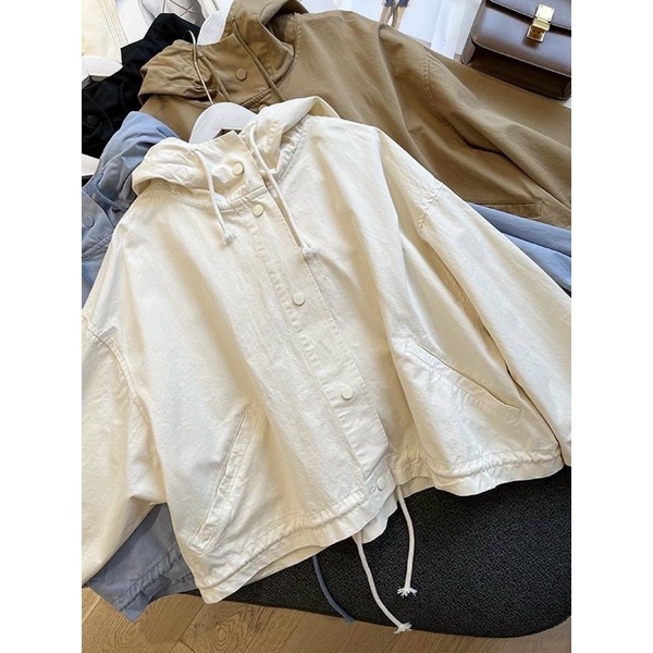 Áo khoác chống nắng bomber Unisex chất da lộn trơn có nón rộng dành cho nữ M175-AN STORE
