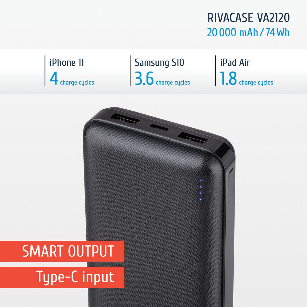 Pin Sạc Dự Phòng Rivacase VA2120 20.000mAh Quick Charge 3.0 - Hàng Chính Hãng