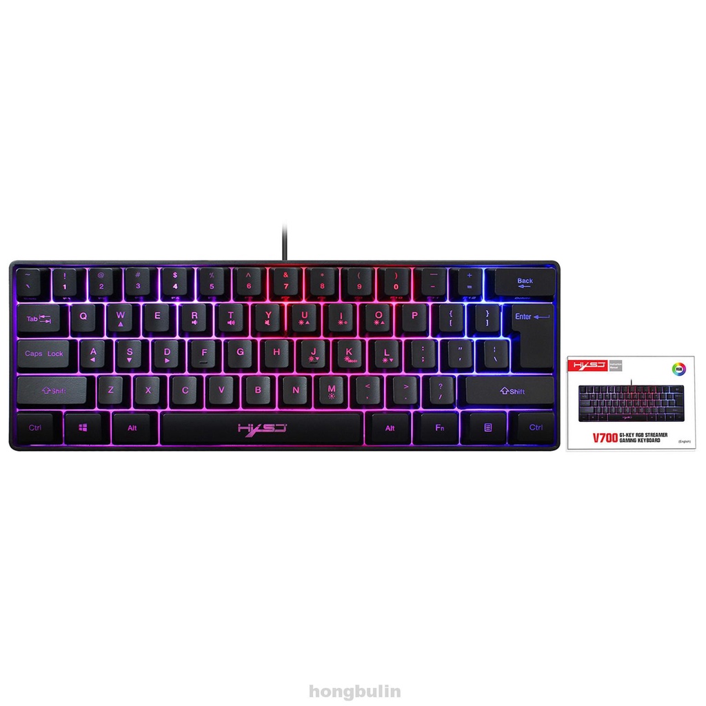 Multicolor Mini Ergonomic Plug And Play USB Wired Computer Peripherals RGB Backlit Gaming Keyboard