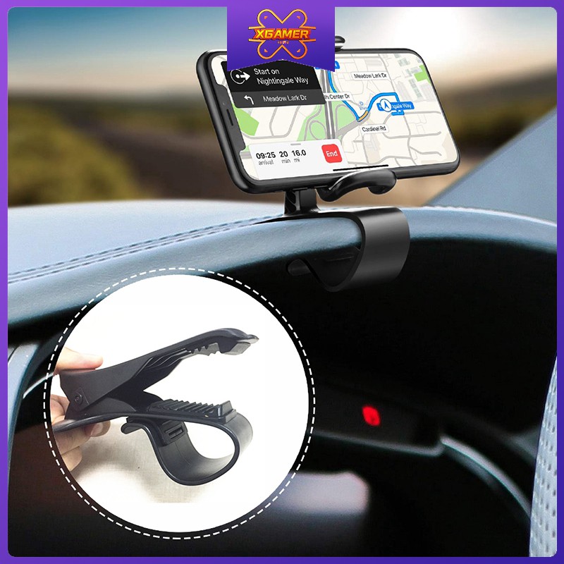 [Ready Stock] XGamer Car Clip Phone Holder Rotating Dashboard And Sun VisorClip Mount Stand With 360 Degree Stable Rotation Cell Phone Holder For Car