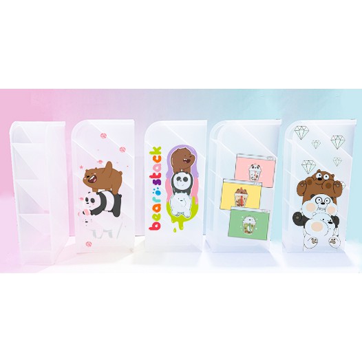 Ống cắm bút ba anh em gấu 4 tầng CB4I3 ống cắm để đồ trang điểm bare bear kpop thần tượng hoạt hình idol