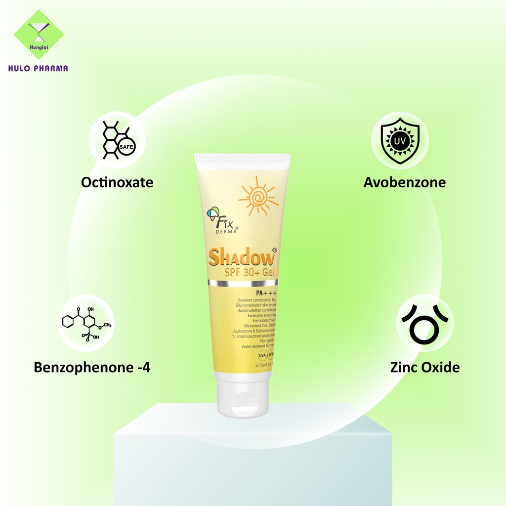 Gel Chống Nắng Fixderma Phù Hợp Cả Da Mụn Nhạy Cảm Fixderma Shadow SPF 30+ Gel 75g
