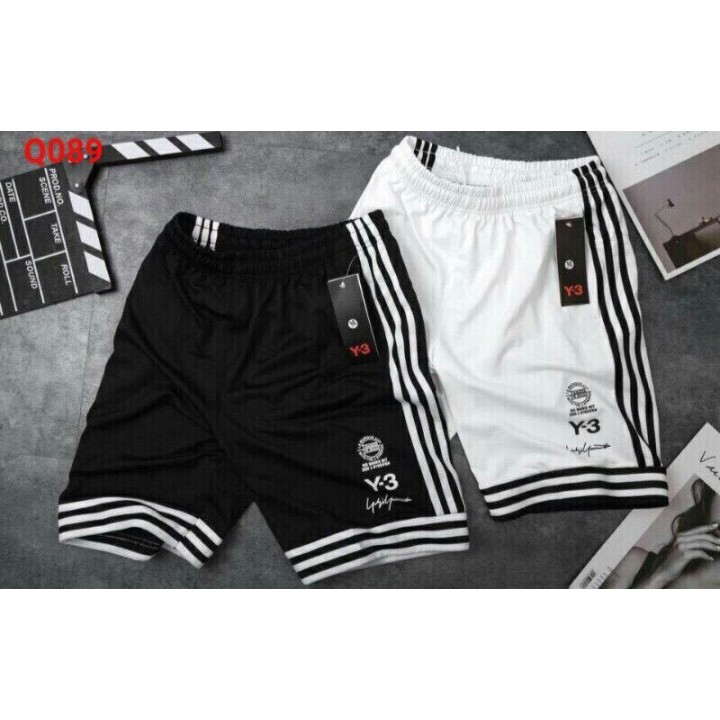 Quần đùi nam thể thao Y3 chất mịn đẹp - quần short 3 sọc viền chạy bộ, tập gym thể thao