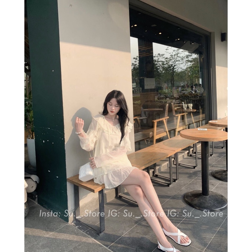 Set 3in1 gồm áo voan tơ kèm áo hai dây và quần 2 tầng