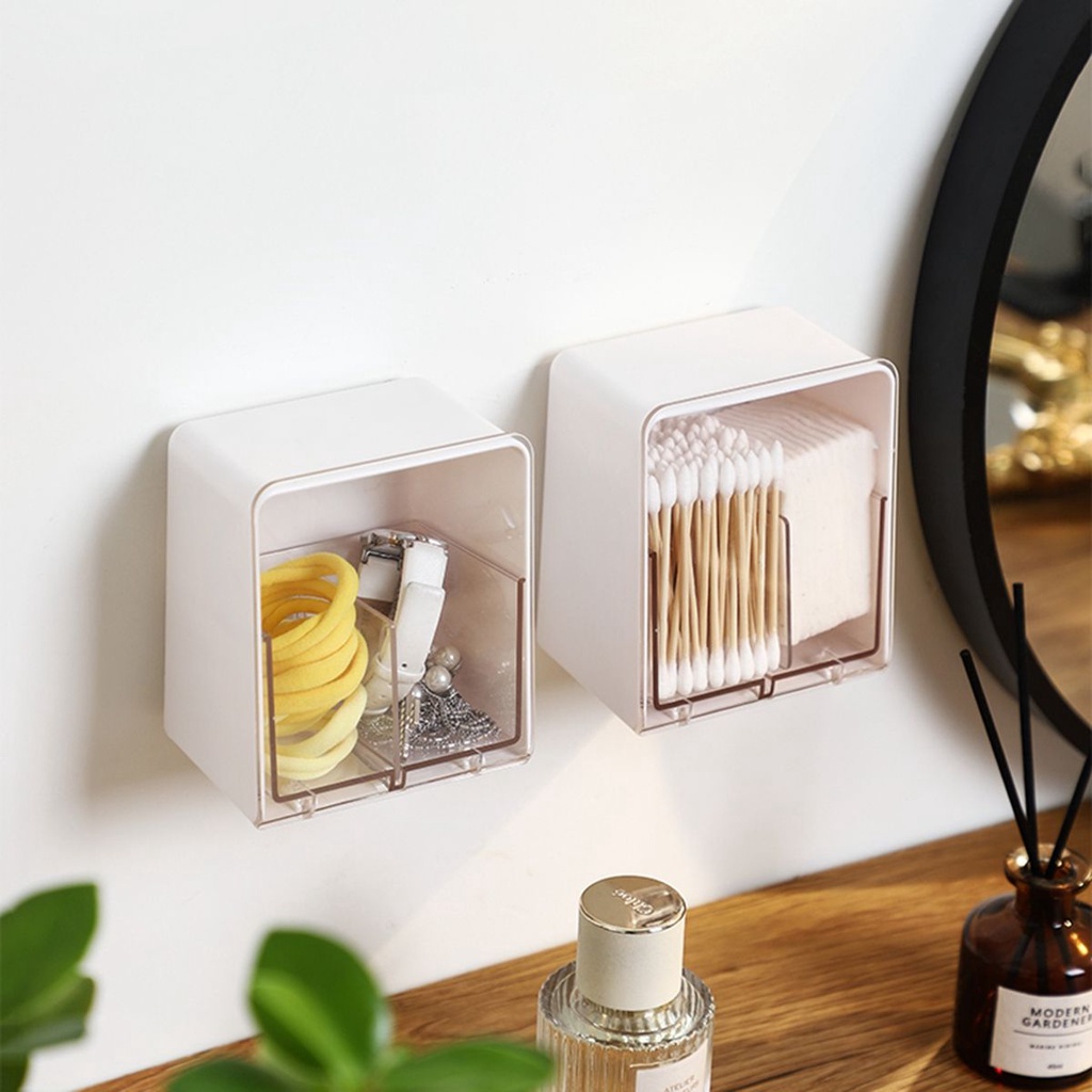 Hộp đựng tăm bông gắn tường bằng acrylic chống bụi sắp xếp gọn gàng đa dụng tiện lợi