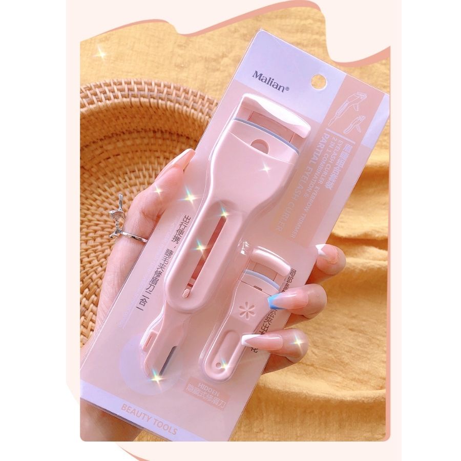 Bộ kẹp mi MARIANNE 3 trong 1 uốn cong lông mi 3D bằng nhựa màu hồng phấn | BigBuy360 - bigbuy360.vn