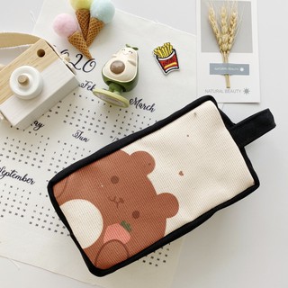 [Hình chụp thật] Bóp Viết Vải Canvas Gấu Nâu
