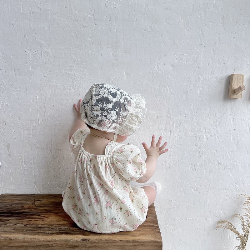 Áo liền quần in hoa dễ thương cho bé gái sơ sinh