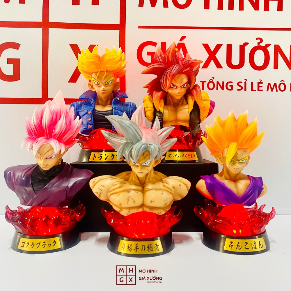 Mô hình Dragon Ball SonGoku , SonGohan , Gogeta , Trunks bán thân + có led cao 16-18cm , figure 7 viên ngọc rồng sogoku