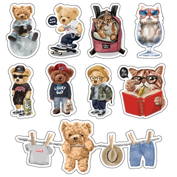 Bộ 10 Sticker ủi áo Hình Gấu Teddy Siêu Cưng