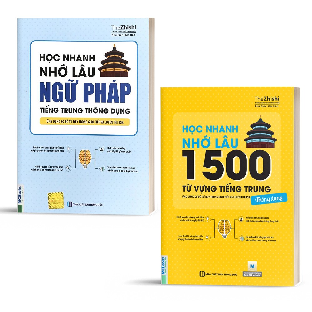 Sách - Combo Học Nhanh Nhớ Lâu Ngữ Pháp Tiếng Trung Thông Dụng và Học Nhanh Nhớ Lâu 1500 Từ Vựng Tiếng Trung Thông Dụng