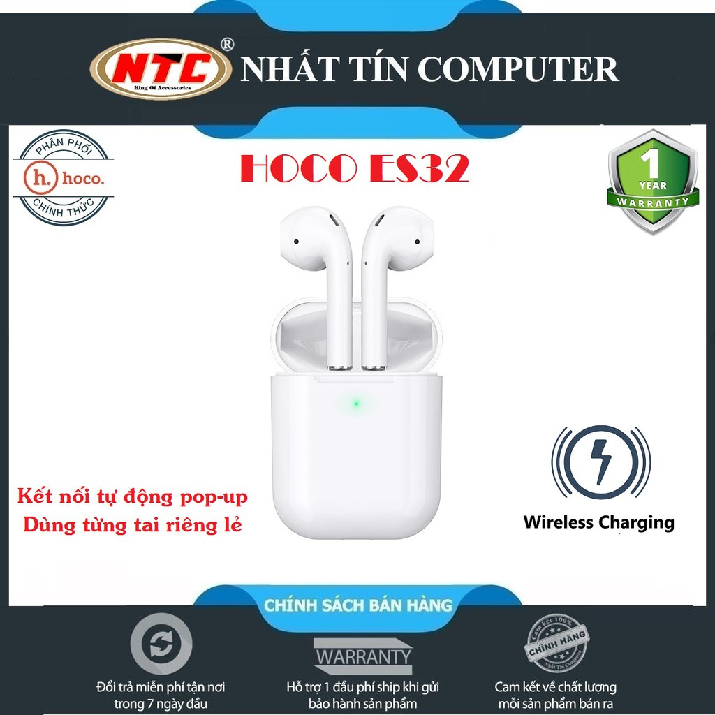 Tai nghe Bluetooth True Wireless Hoco ES32 Original series V5.0 (Trắng) - sạc không dây