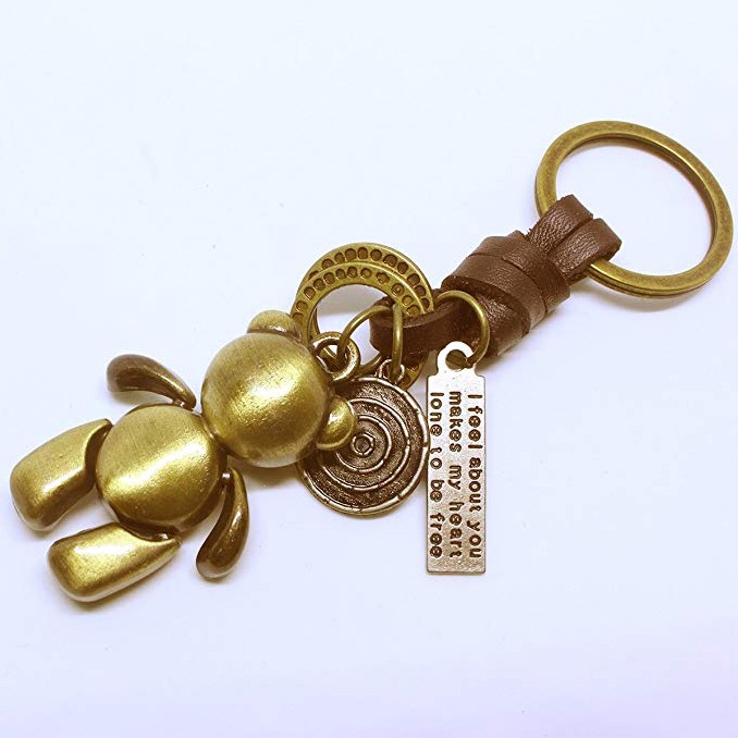 Móc khóa nữ Handmade Vintage phong cách cổ điển K72 cá tính hình gấu Bear Keychain Phặn Phặn