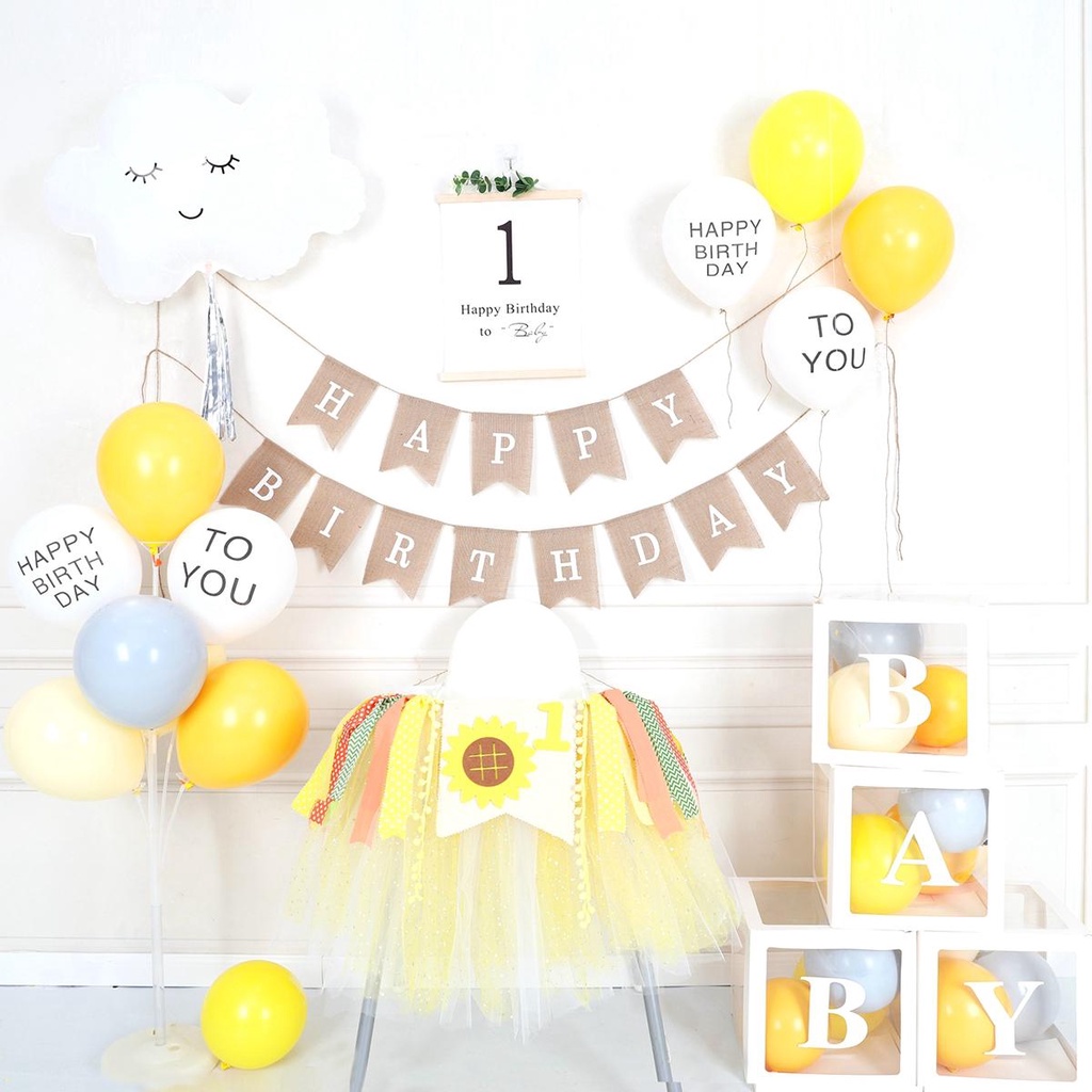 Bong Bóng Bằng Giấy Kraft Màu Trắng Trang Trí Tiệc Sinh Nhật Cho Bé