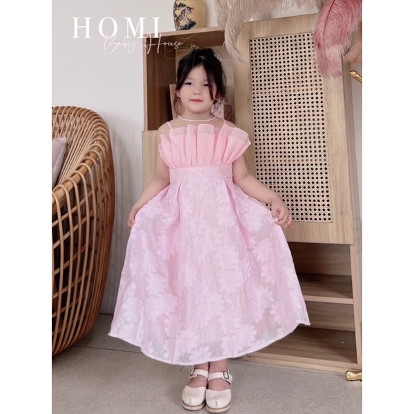 Váy công chúa cho bé gái 2 dây bèo ngực HOMI BABY HOUSE đầm công chúa cho bé gái dự tiệc dạo phố